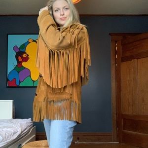 Vintage Suede fringe coat